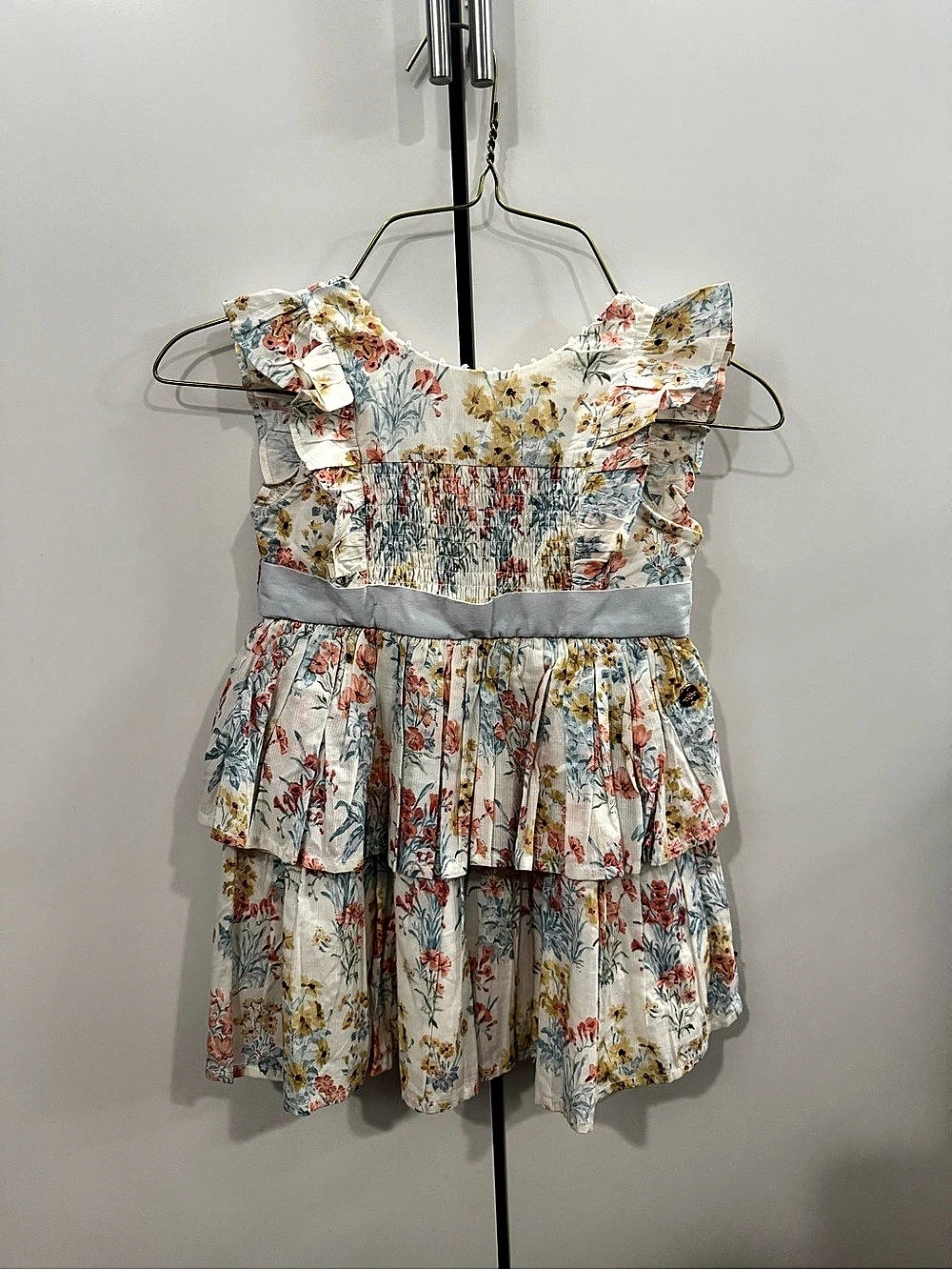 Laura Ashley Flutter Slv Tiered Dress Floral Girls 12-18 Months